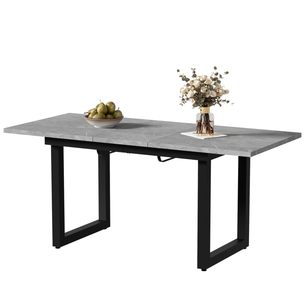 Tavolo da pranzo allungabile in MDF grigio e nero