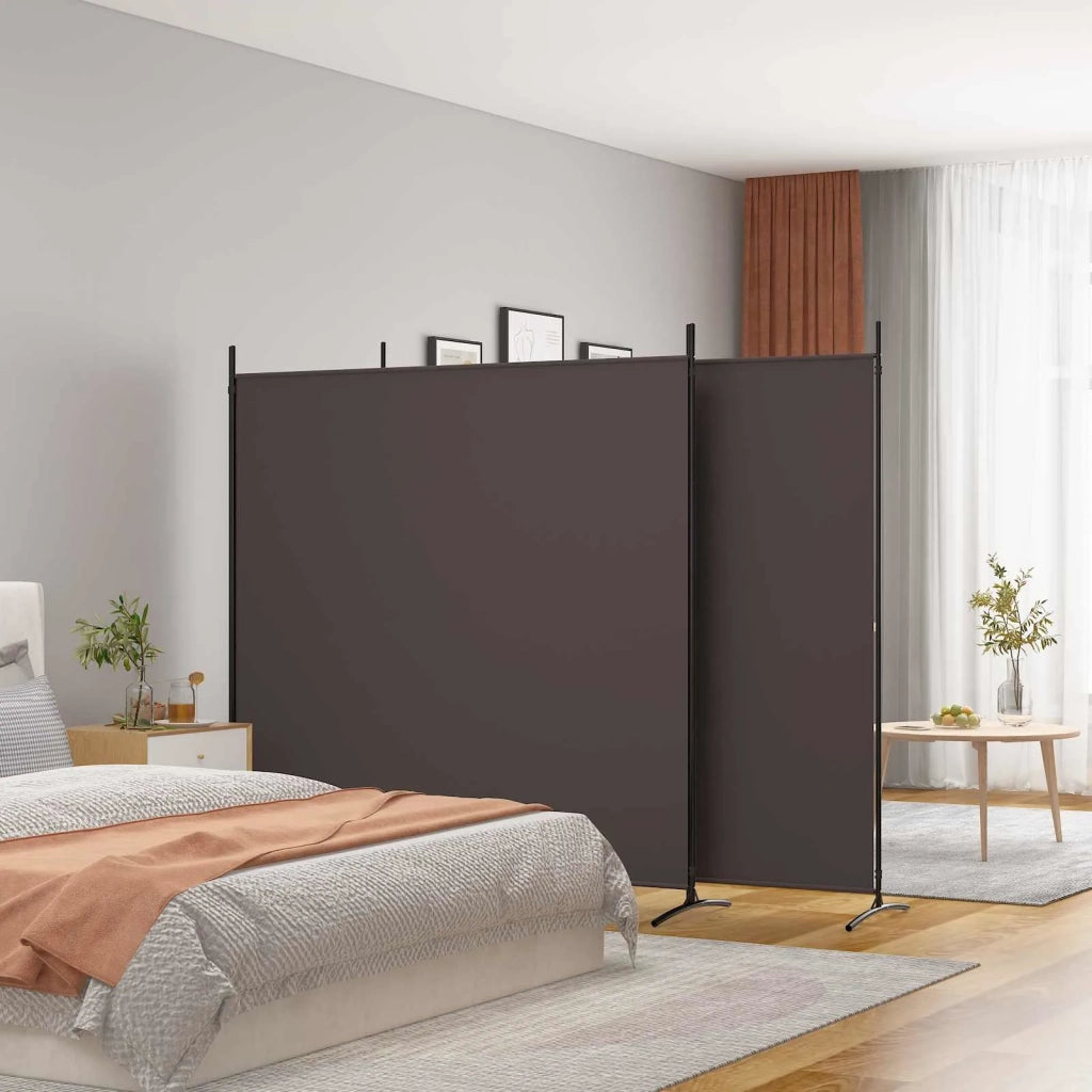 Divisorio a 3 Pannelli Marrone 525x180 cm in Tessuto 350279