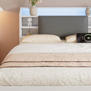 Letto in legno con letto estraibile e testiera imbottita LED ¨C Minimal ¨C Bianco 120x200 cm, letto estraibile 90x190 cm