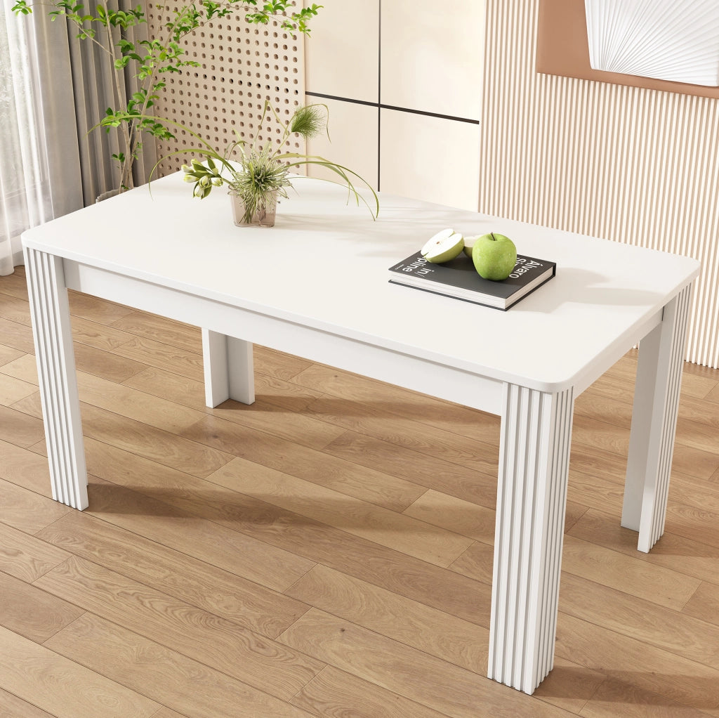 TAVOLO DA PRANZO moderno bianco in truciolare, struttura a 4 gambe