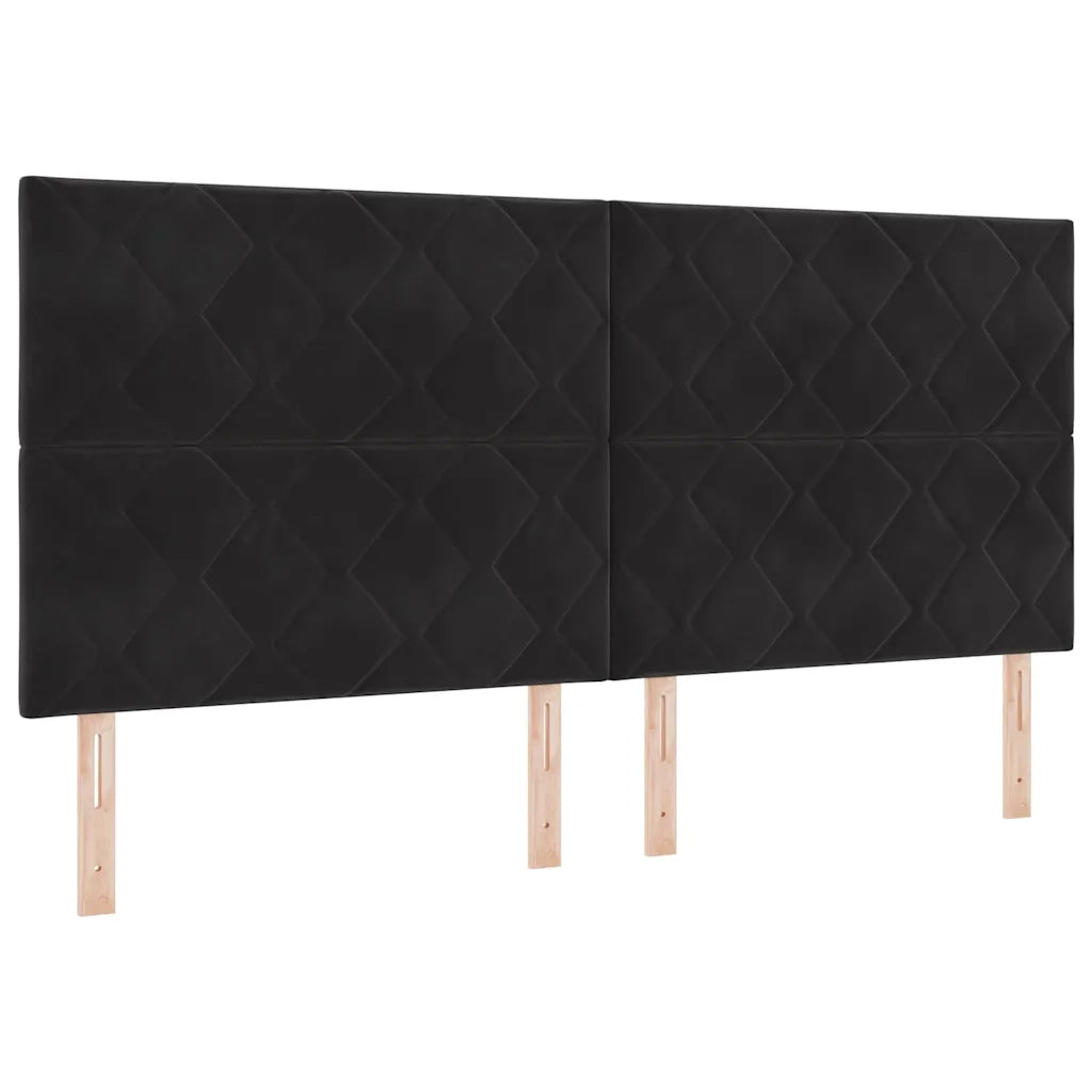 Letto a molle con materasso Nero 200 x 200 cm Velluto