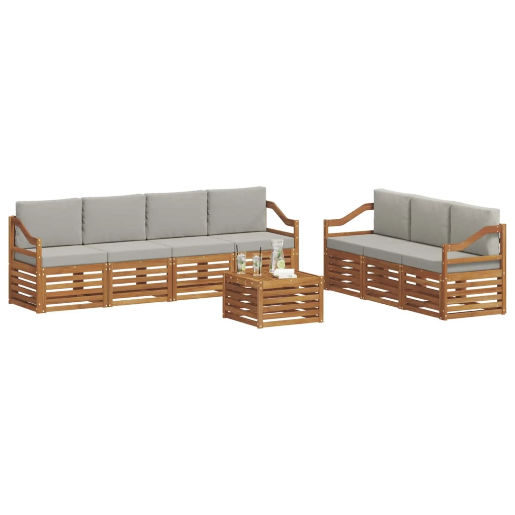 Set divani con cuscino 8 pcs Grigio Naturale e Chiaro 3374506