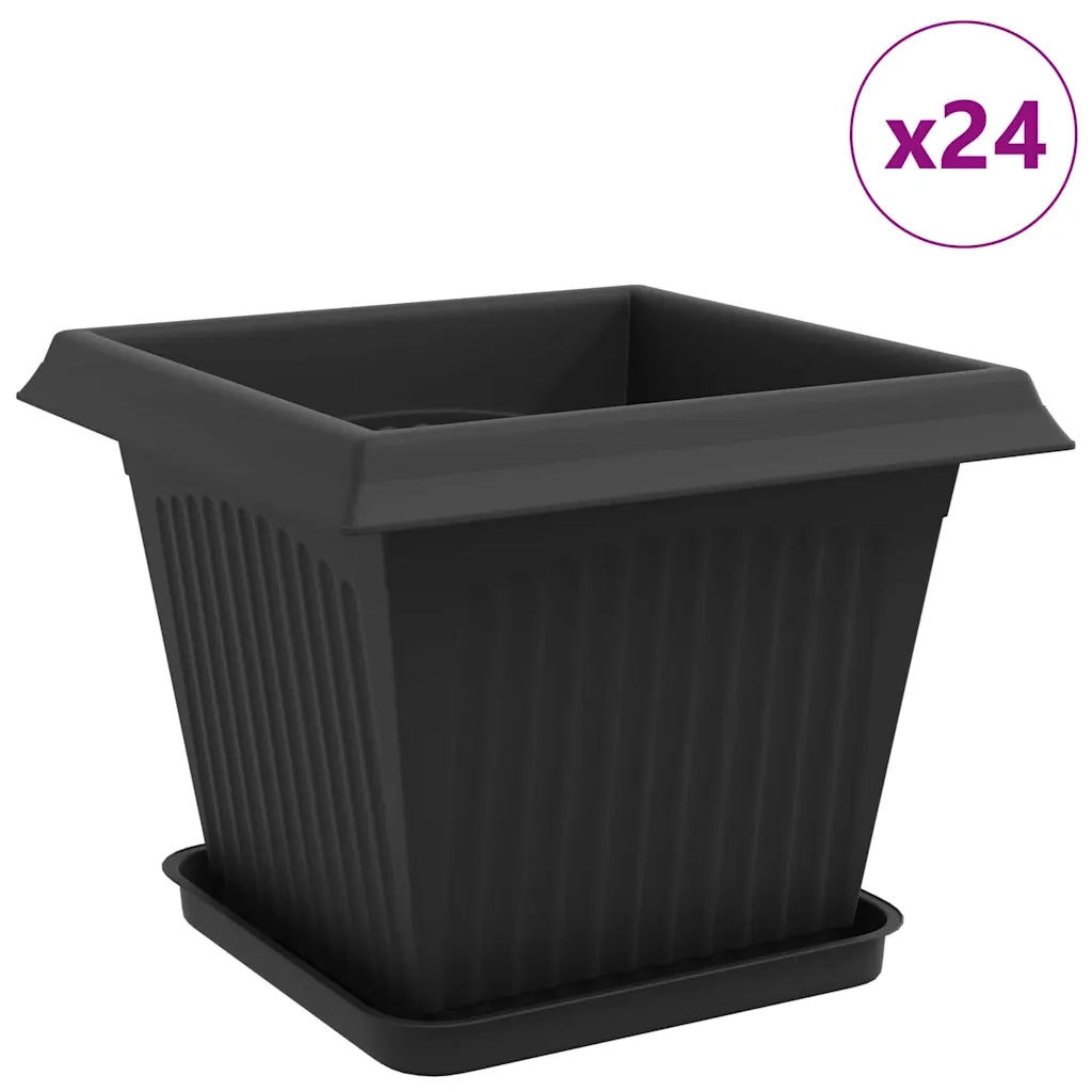 Vasi per Piante 24 pcs Nero 33 x 33 x 26 cm Plastica 3403315