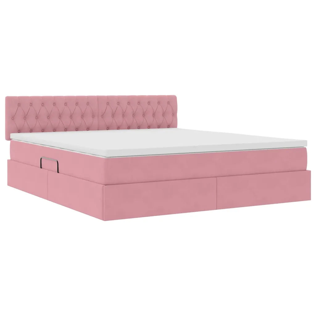 Letto con Contenitore con materasso Rosa 180 x 200 cm Velluto 3370838
