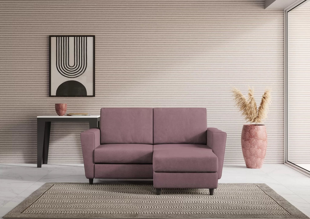 Divano yasel 2 posti (due sedute da 60cm) + pouf misure esterne l.152 p.155 | prugna - Mobili 2G