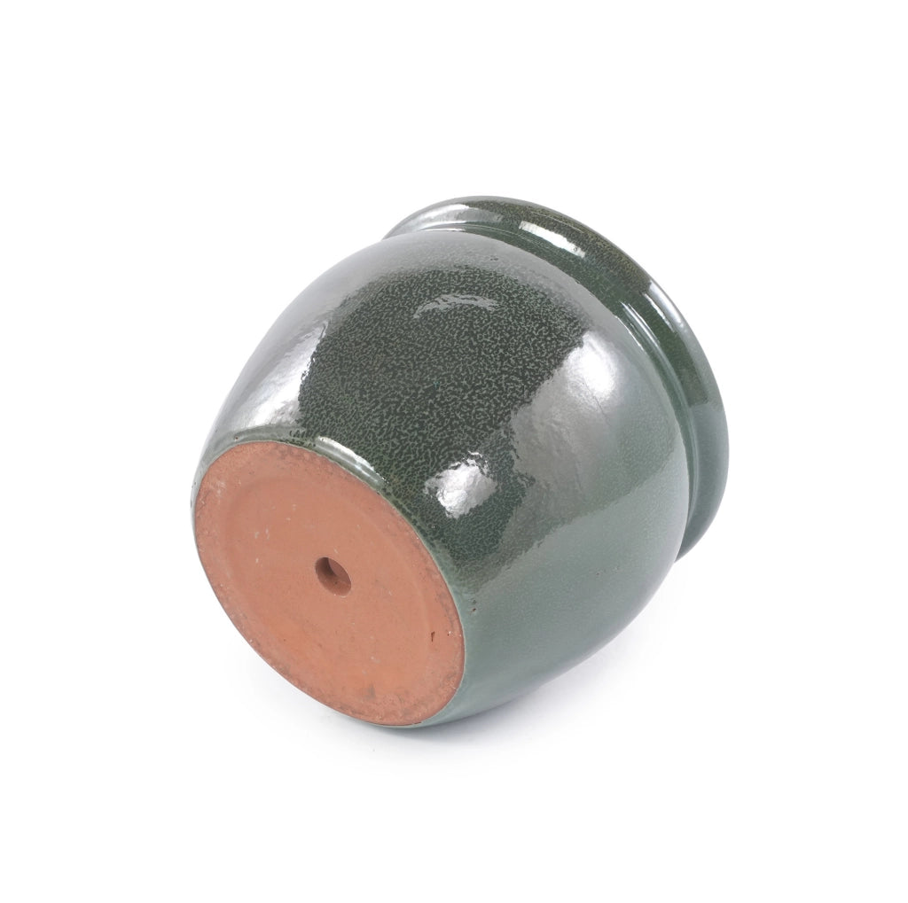 Set di 3 Vasi in Ceramica Artigianale Smaltati Blu-Verde Antico Ø 37/30/23 cm per Giardino e Balcone