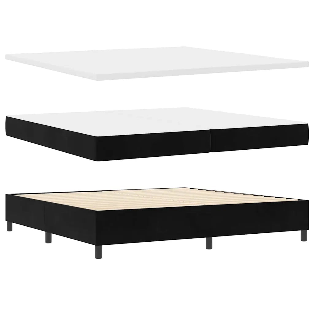 Letto a molle con materasso Nero 200 x 200 cm Velluto