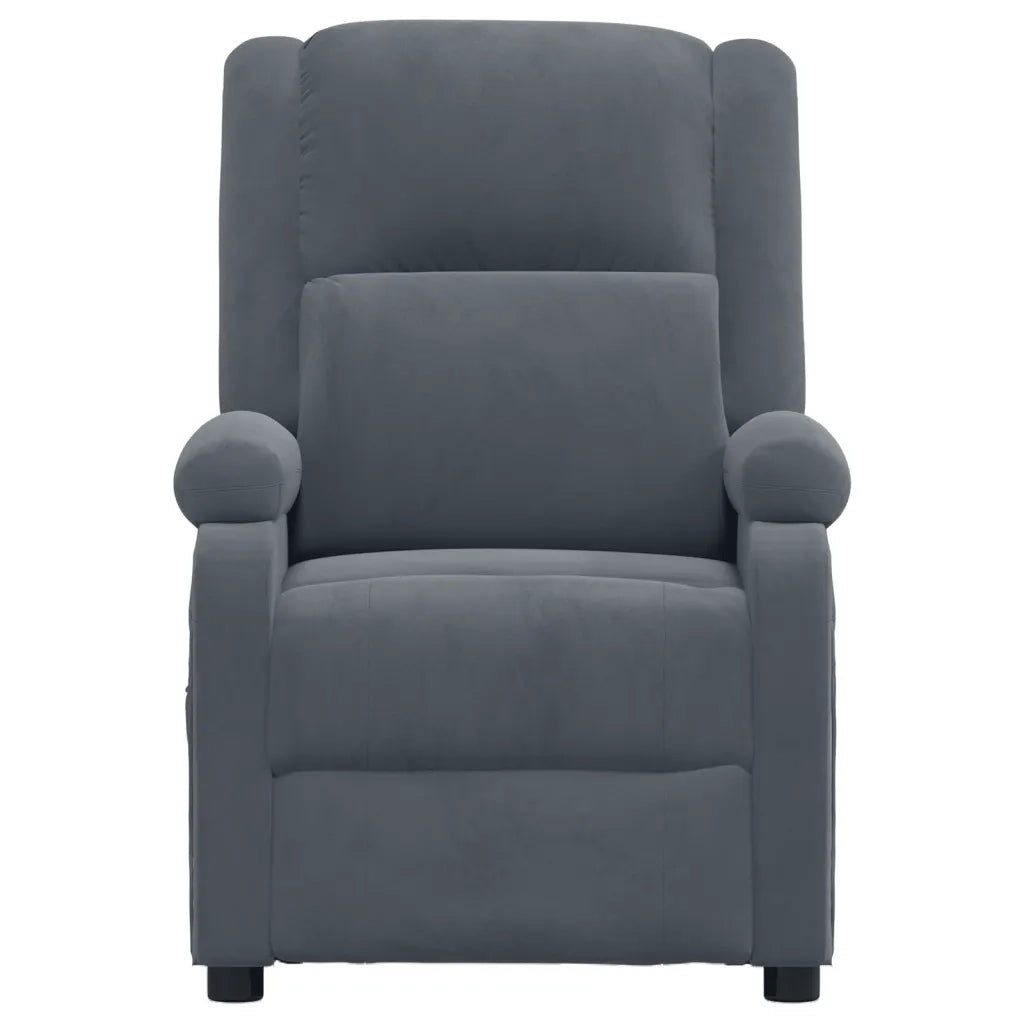 Poltrona Massaggiante | Sedia Relax Grigio Scuro in Velluto