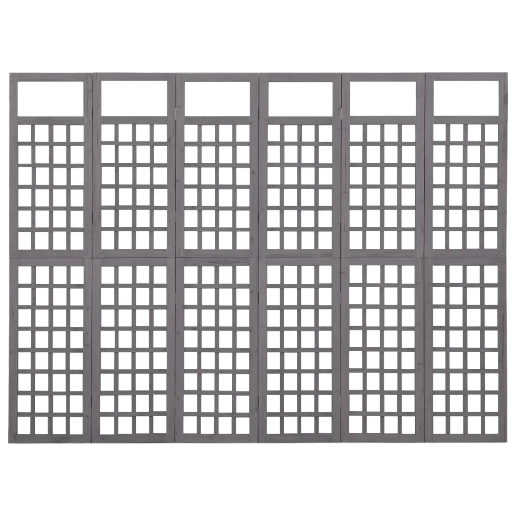 Divisorio a 6 Pannelli in Legno di Abete Grigio 242,5x180 cm 316489