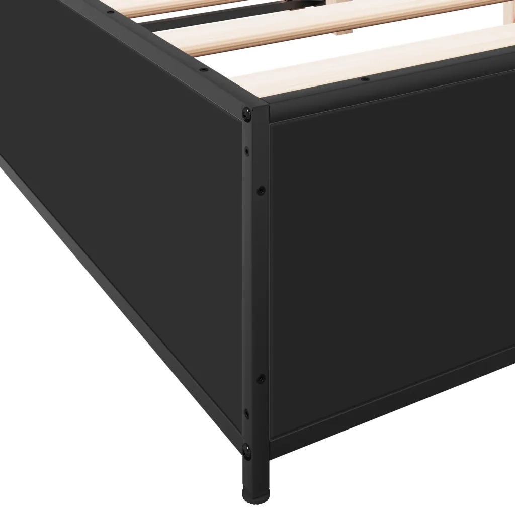 Giroletto-Struttura Letto Nero 135x190 cm in Legno Multistrato e Metallo 862011