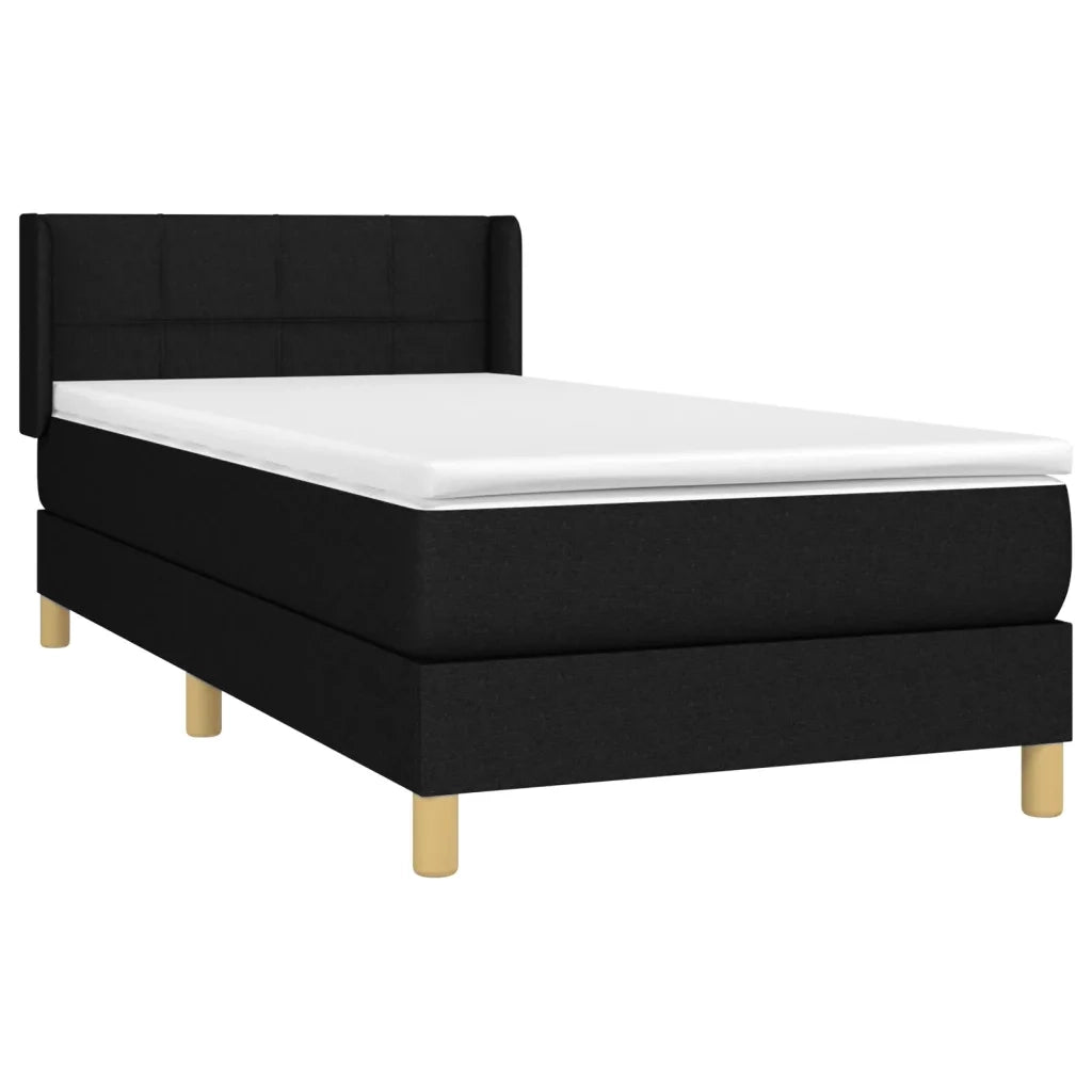 Giroletto a Molle con Materasso-Struttura Letto Nero 80x200 cm inTessuto 401858