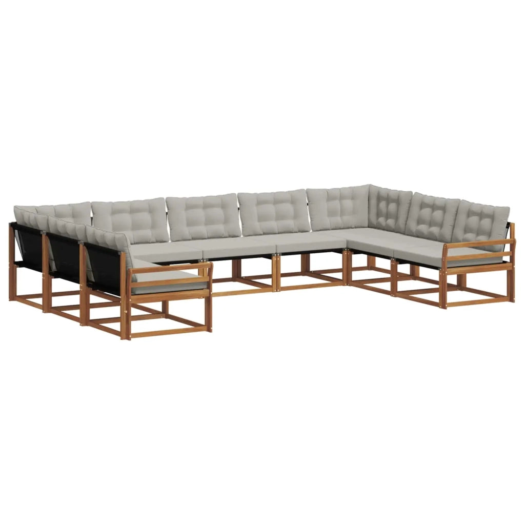 Set di divani da esterno 9 pcs Grigio Naturale e Chiaro 3369842