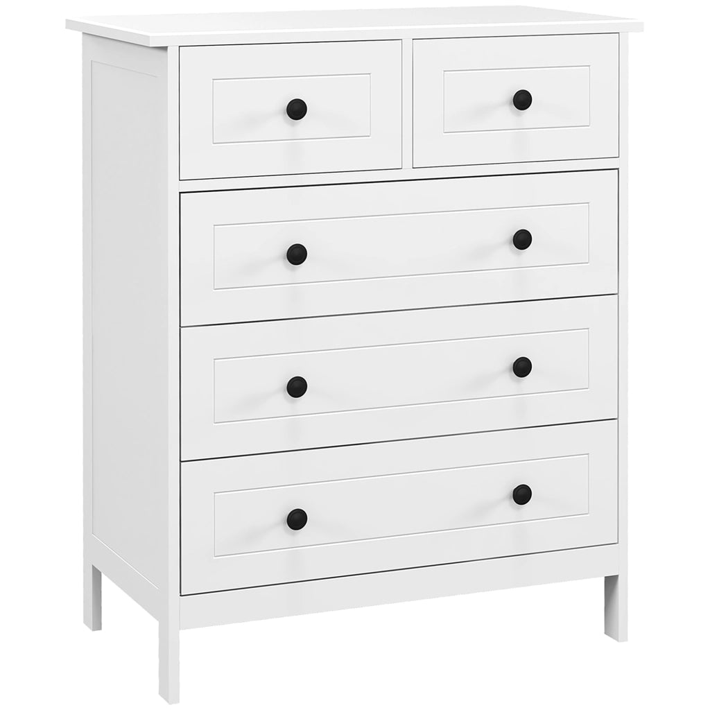 Cassettiera 5 Cassetti ¨C Xylo ¨C Legno Bianco Salvaspazio Antiribaltamento 74x40x91cm