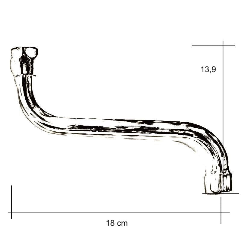 Canna becco universale per rubinetto lavello, lunga 18 cm
