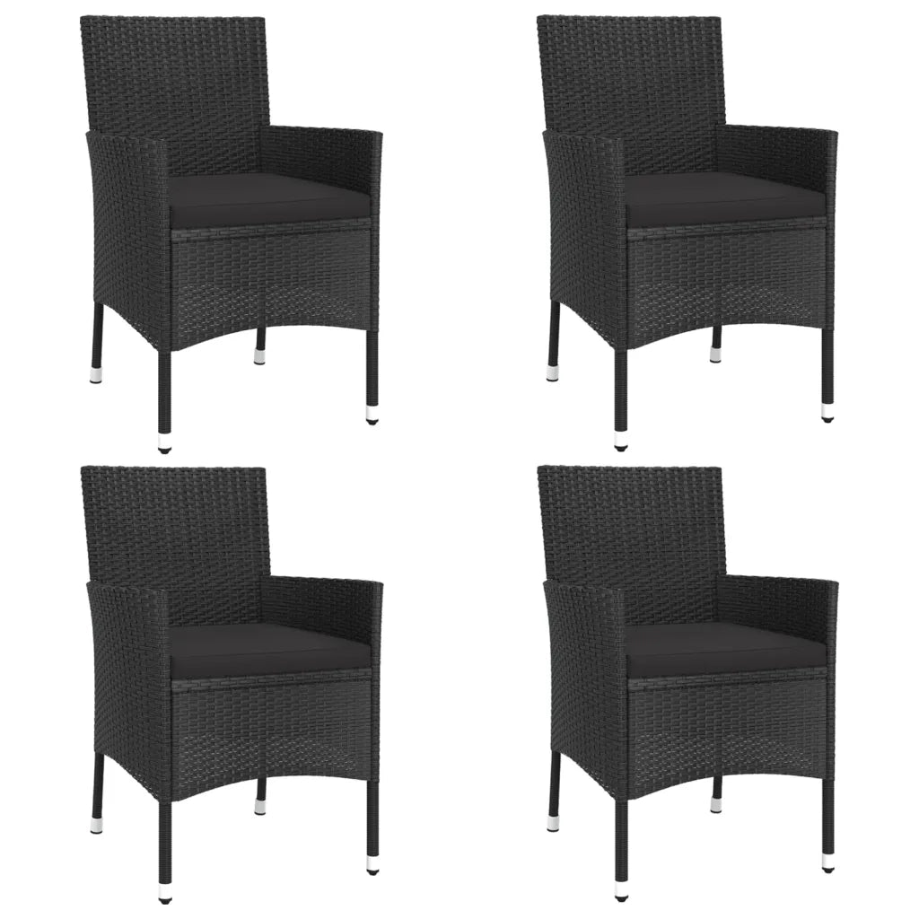 Set da Pranzo da Giardino 5 pz Nero con Cuscini in Polyrattan 3187398