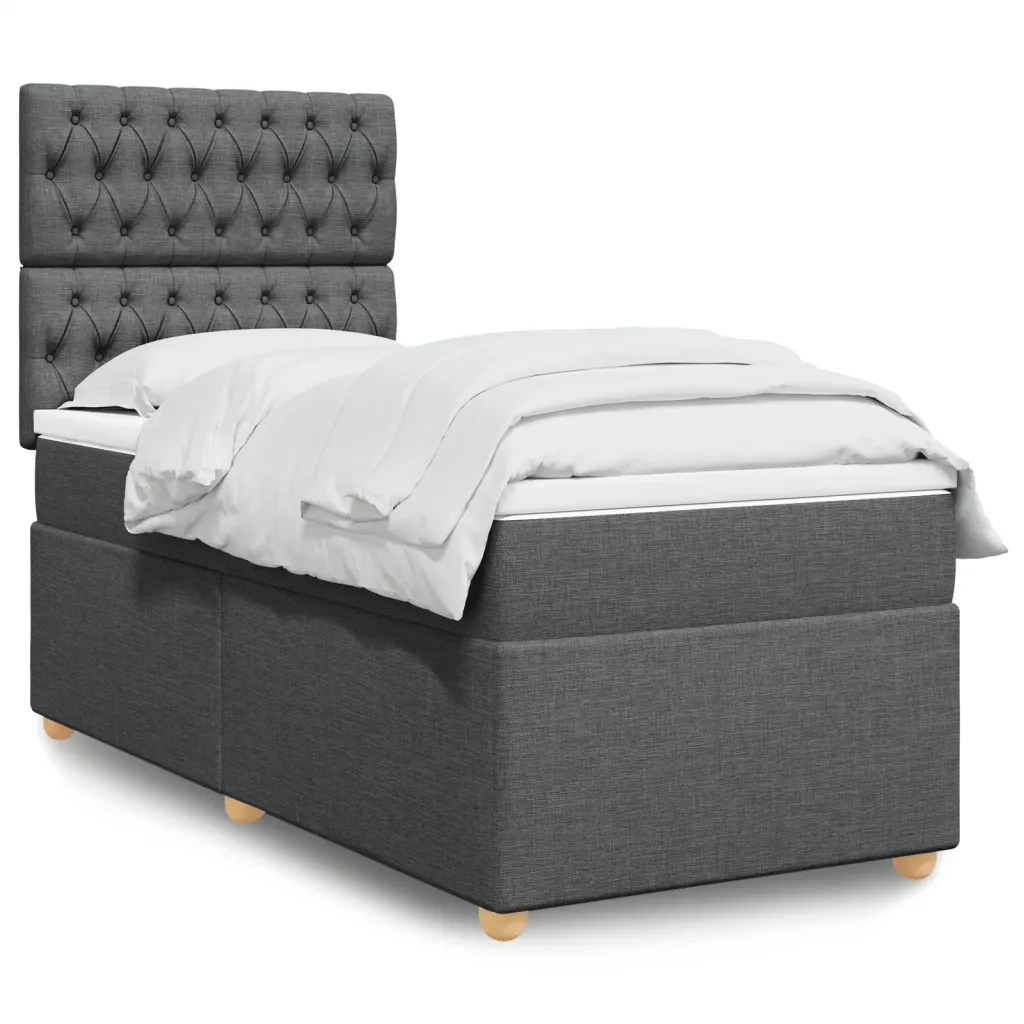 Giroletto a Molle con Materasso Grigio Scuro 100x200 cm Tessuto