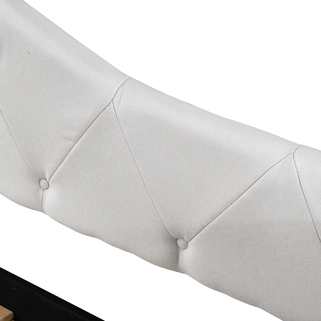 Letto singolo salvaspazio 90×200 cm con letto estraibile; senza materasso; lino e MDF; beige