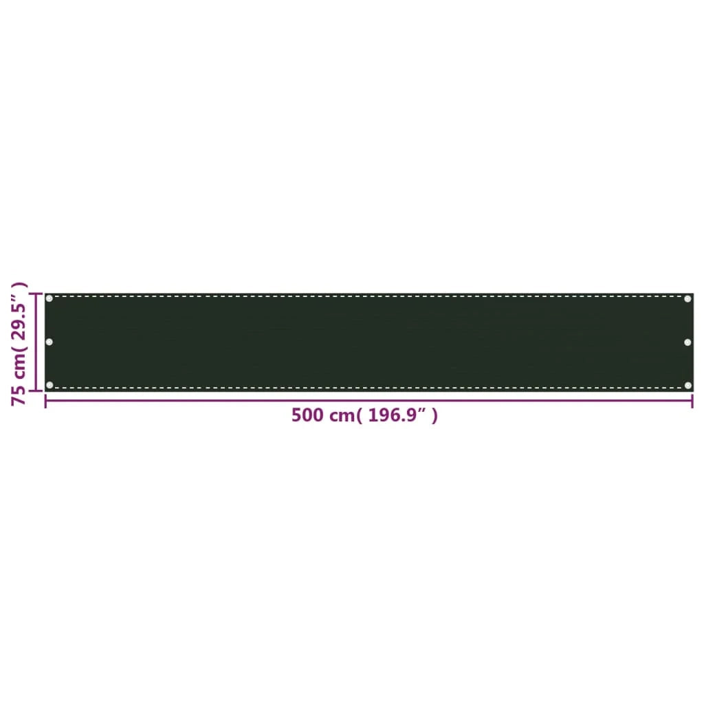Schermo per balcone 75 x 500 cm HDPE verde scuro 02_0010441