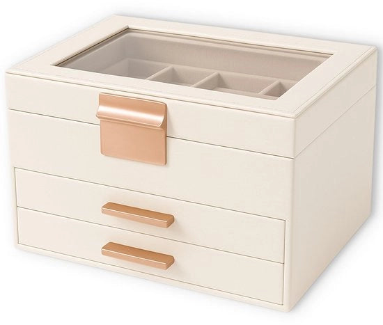 Cassa per decorazioni con coperchio trasparente - 3 livelli e 2 ante