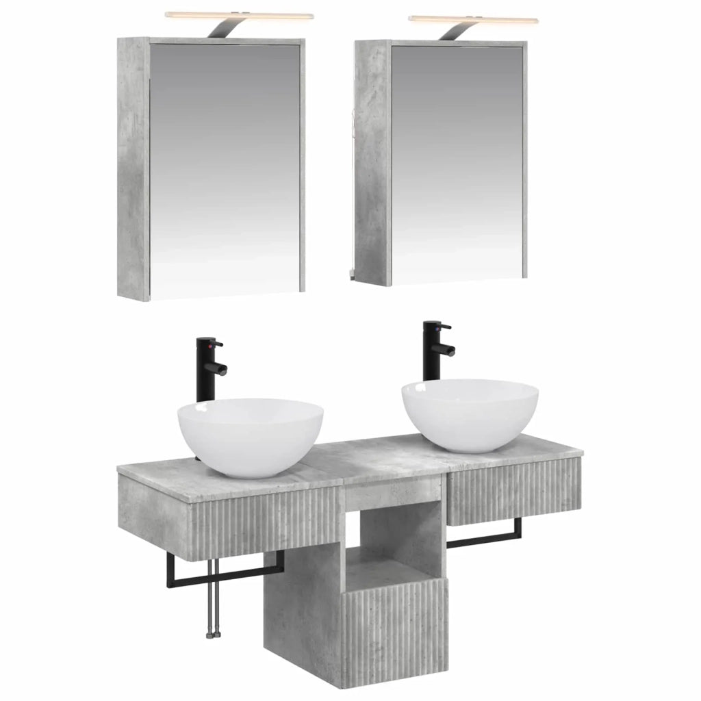 Set di Armadi da Bagno 5 pz Grigio Cemento Legno ingegnerizzato 3406282