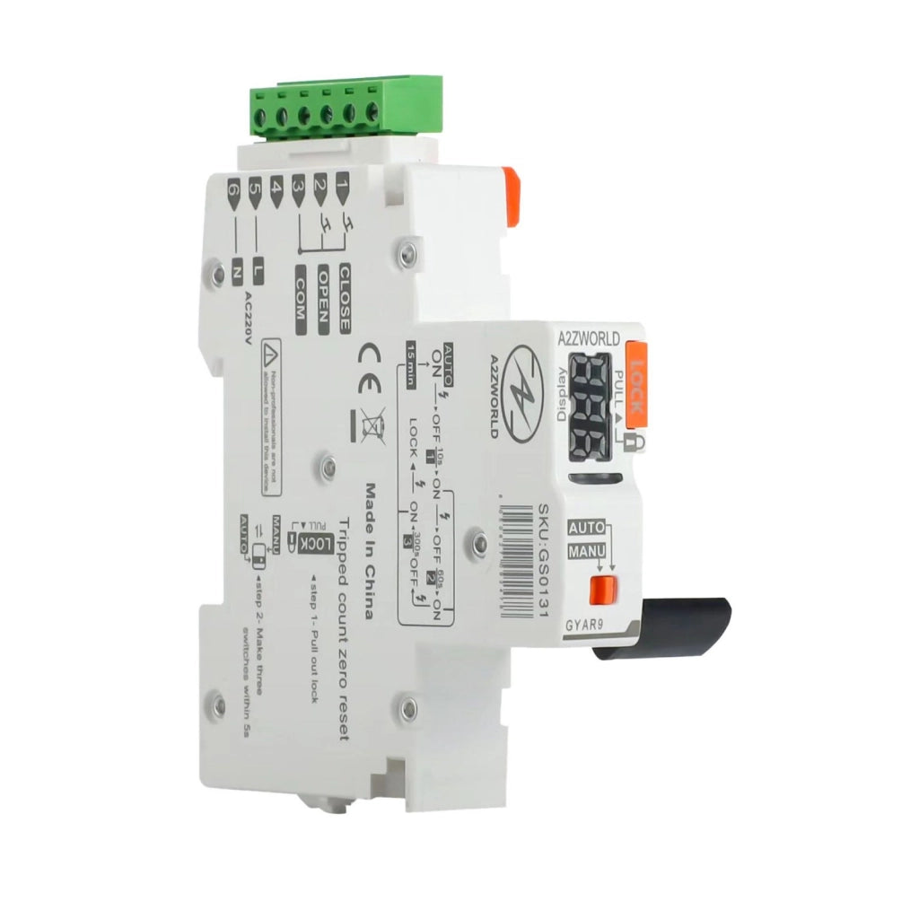 Modulo di Riarmo Automatico, 220V 1 Modulo DIN, 3 Tentativi (10s/60s/300s), Contatti Puliti NO per Comando Remoto GYAR9