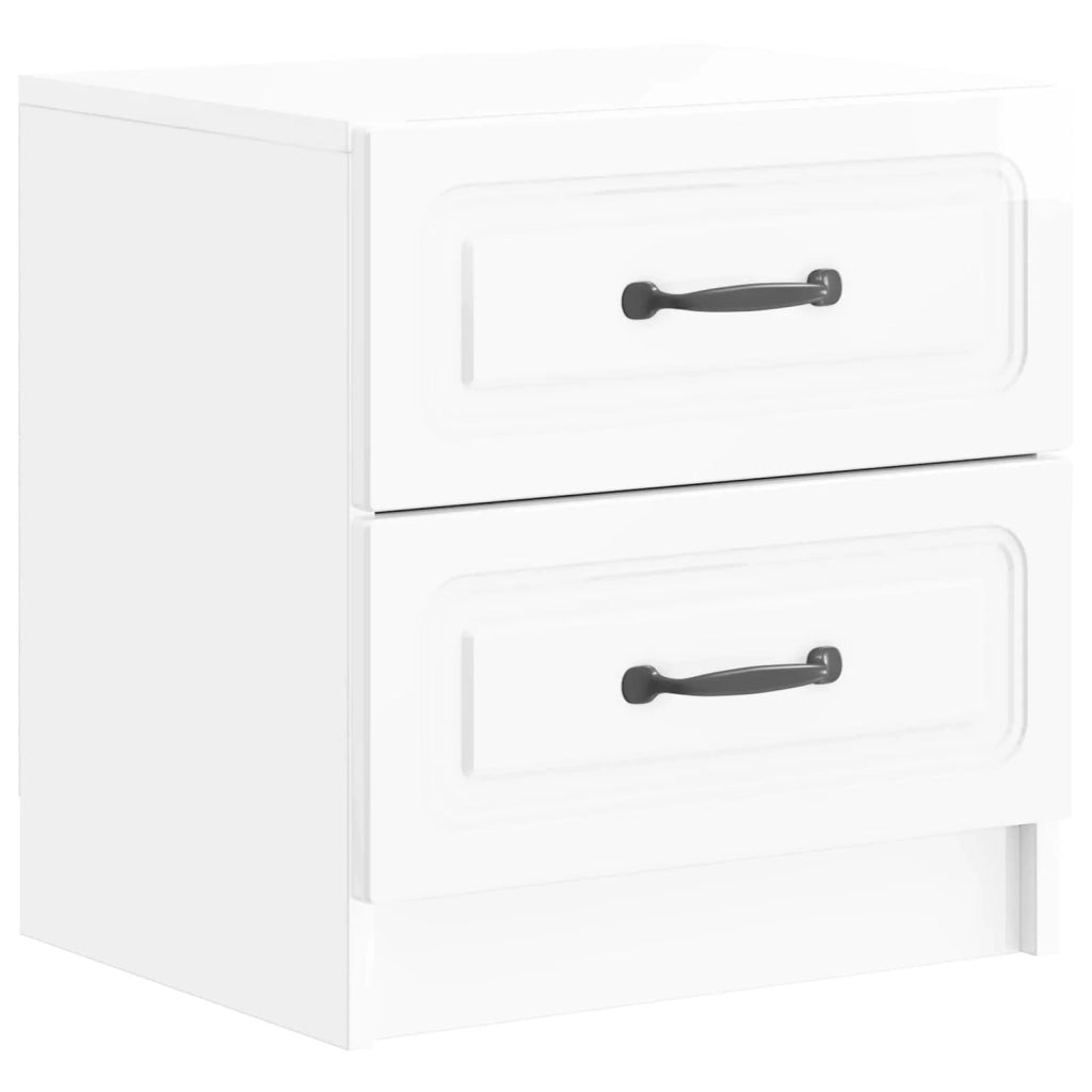 Set di 2 Comodini | Armadio da Notte | Mobiletto da notte Bianco Lucido 43 x 34,5 x 44,5 cm
