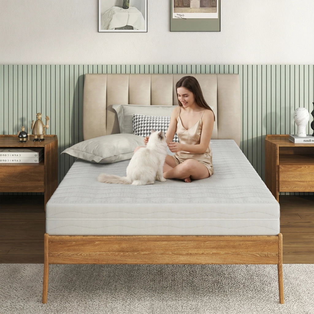Materasso ergonomico in schiuma D25 con rivestimento 3D lavabile, bianco