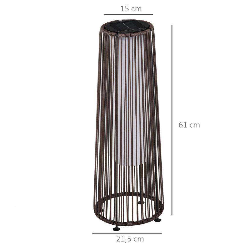 Lampada solare da giardino 21,5x21,5x61 cm in acciaio marrone automatica