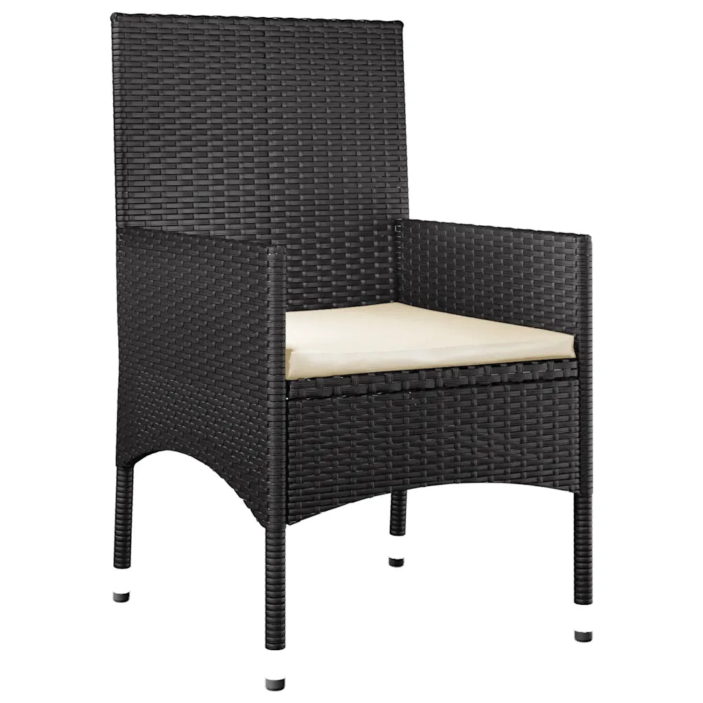 Set Divani da Giardino 4 pz | Set Salotto da Giardino con Cuscini Nero in Polyrattan
