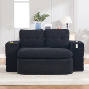 Poltrona letto 2 in 1 con braccioli rimovibili; portabevande e tasche laterali; velluto a coste nero