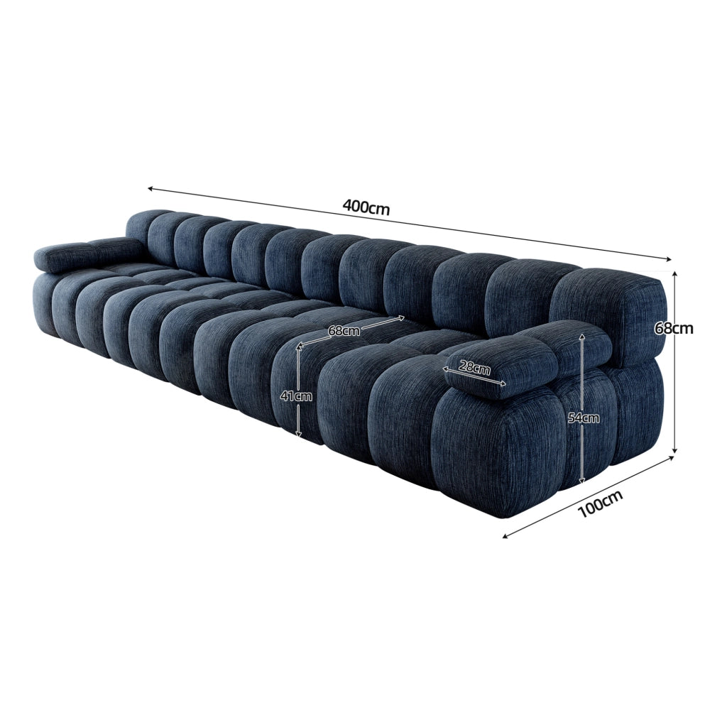 DIVANO Angolare 400x100x68 cm in Tessuto Blu Senza Montaggio