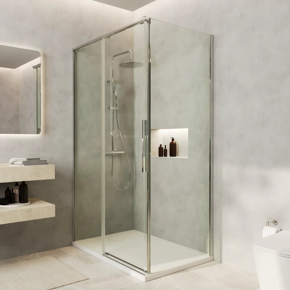 Box doccia 130x70cm scorrevole profili cromati vetro 8mm trasparente anticalcare h200 | Gili