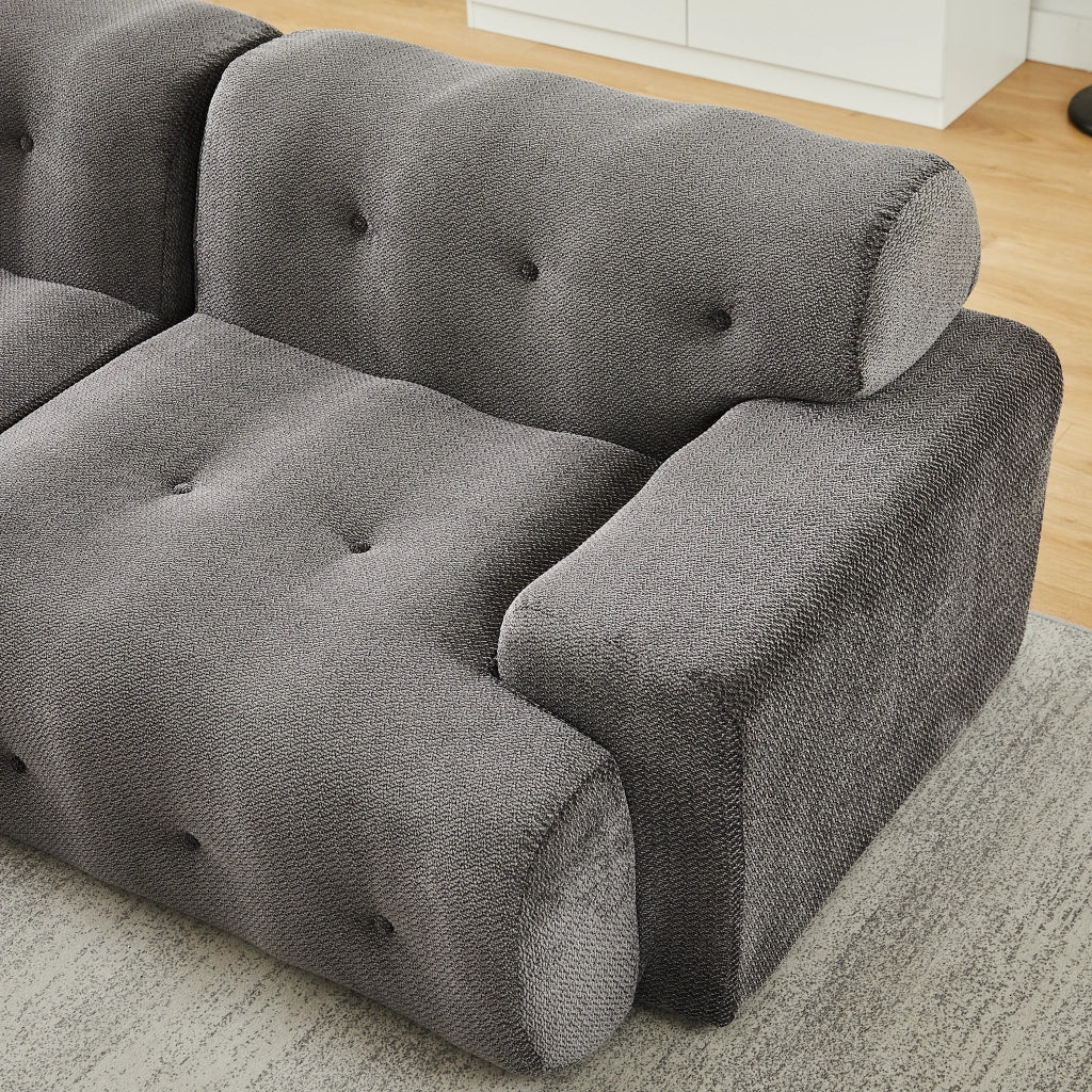 Divano 2 Posti Cloud con Braccioli Larghi e Bottoni ¨C MINIMAL ¨C Grigio