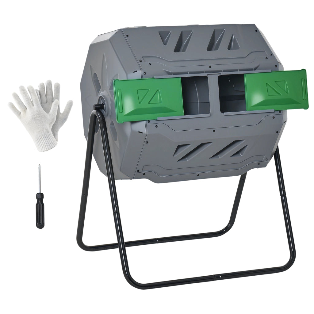 Compostatore Rotante a Tamburo ¨C zephmum ¨C Grigio 71x65x96 cm