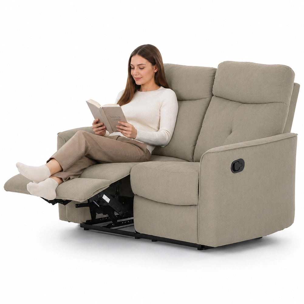 Divano 2 Posti Recliner Manuale Poltrona Reclinabile 2 Posti Tortora 132x96x103cm