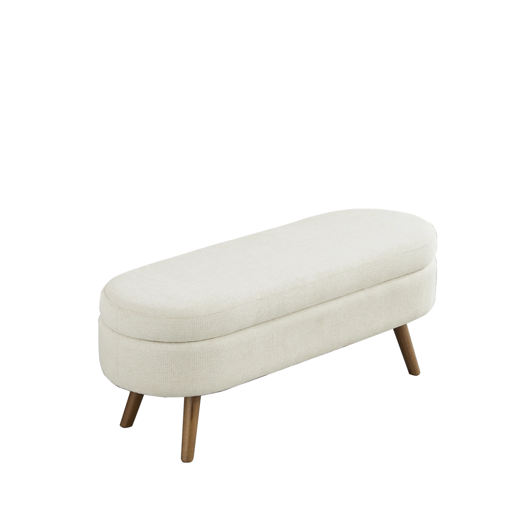 Panca Contenitore in Chenille 110 cm con Vano Ventilato Beige per Camera da Letto; Ingresso e Soggiorno