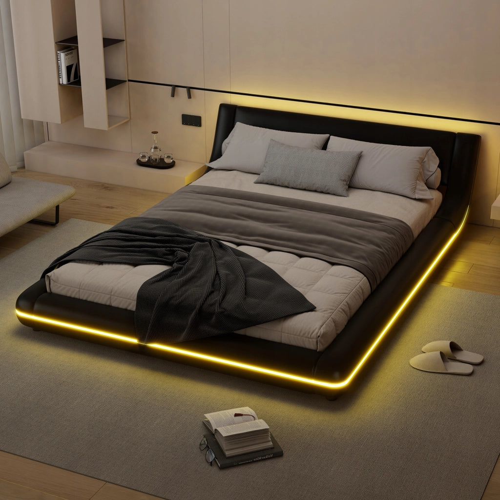 Letto basso 140x200 LED nero - Xylo