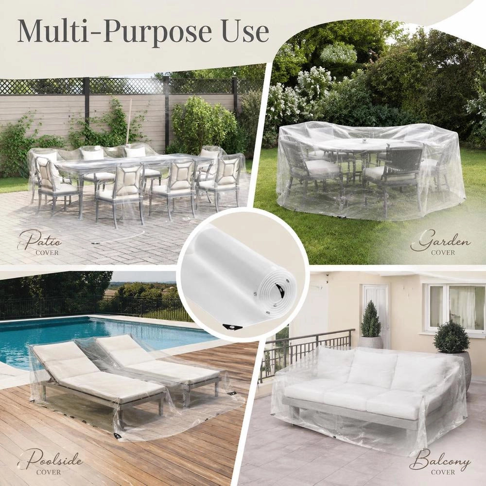 Telo trasparente con occhielli, 5x5 m, in PVC, robusto e resistente, ideale per esterni, giardino e piscina
