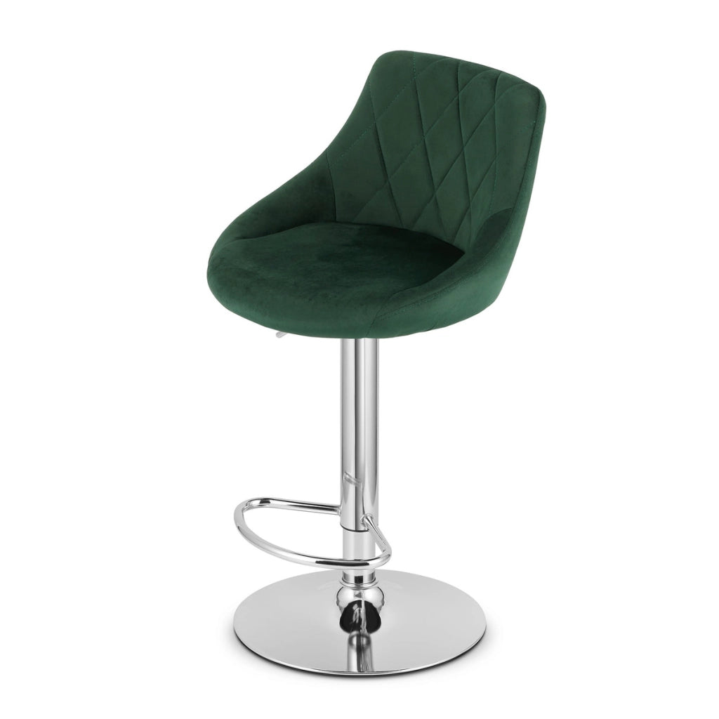 Sgabello da bar KAST in velluto verde con base cromata