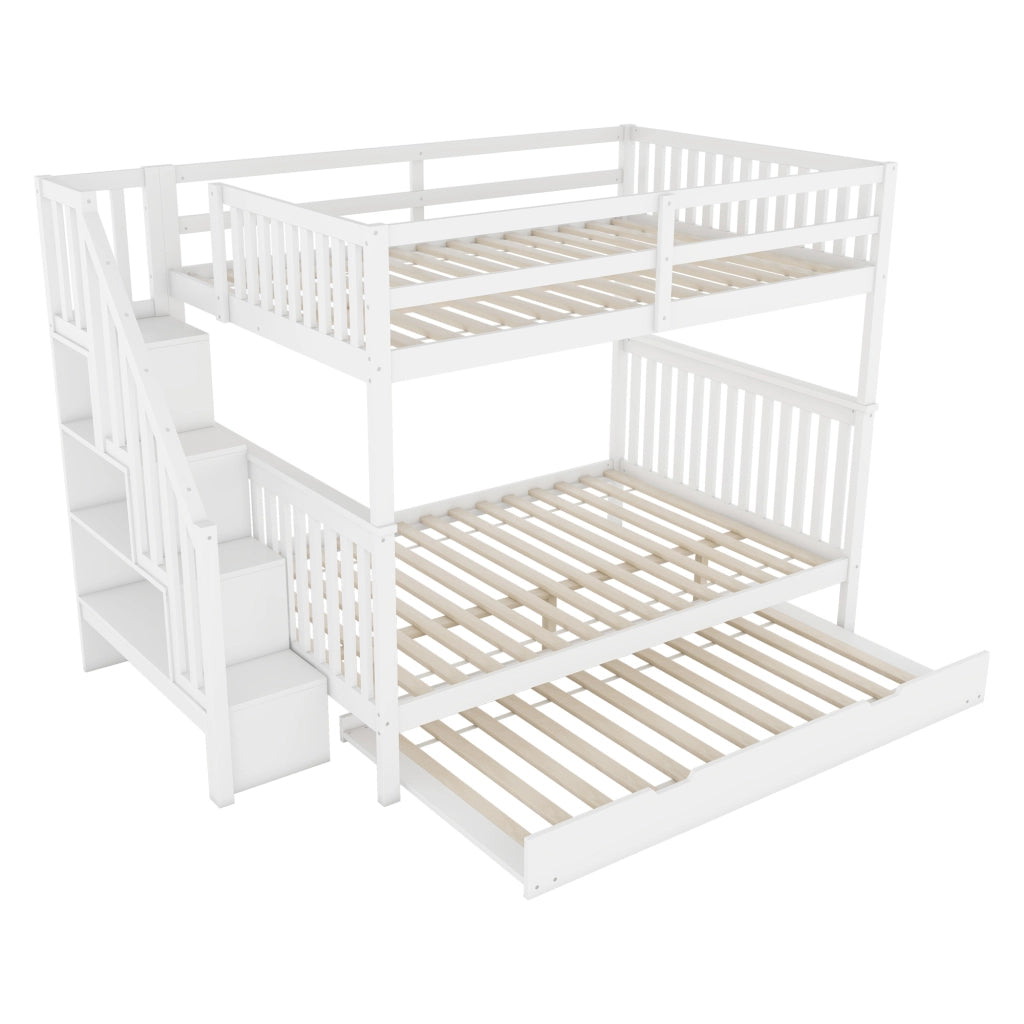 Letto a castello 140 × 200 cm con letto estraibile 92 × 191 cm; mensole sulla scala; senza materassi; bianco