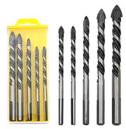 Set di 5 set di fori per ceramica, piastrelle e calcestruzzo - punteruoli in vetro per uso professionale - inclusi punteruoli per legno - diverse dimensioni (6, 8, 10, 12 mm)