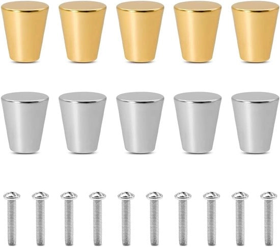 Set di maniglie in metallo - 10 pezzi - oro/argento