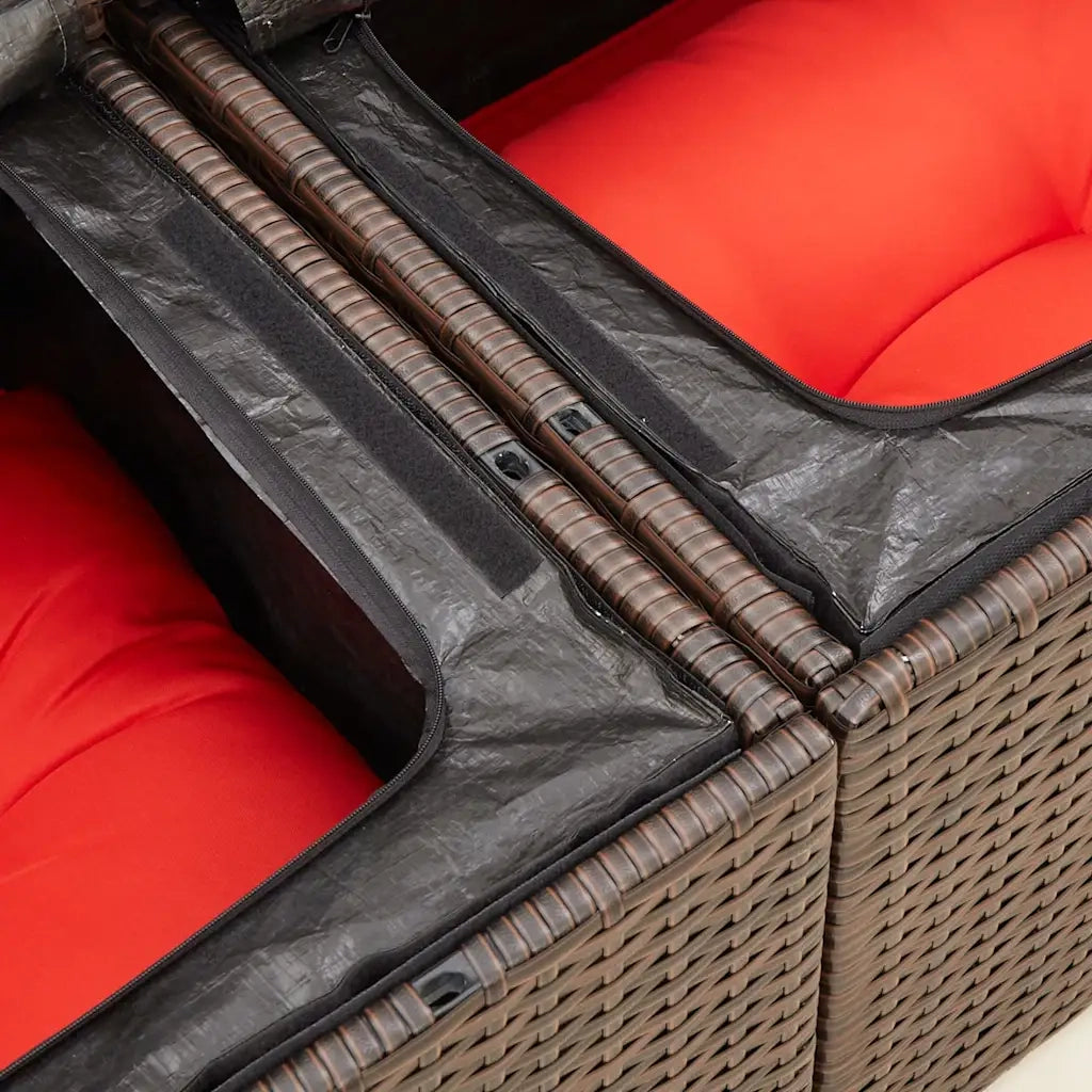 Divano da giardino con cuscini a 2 posti marrone in polyrattan 366245