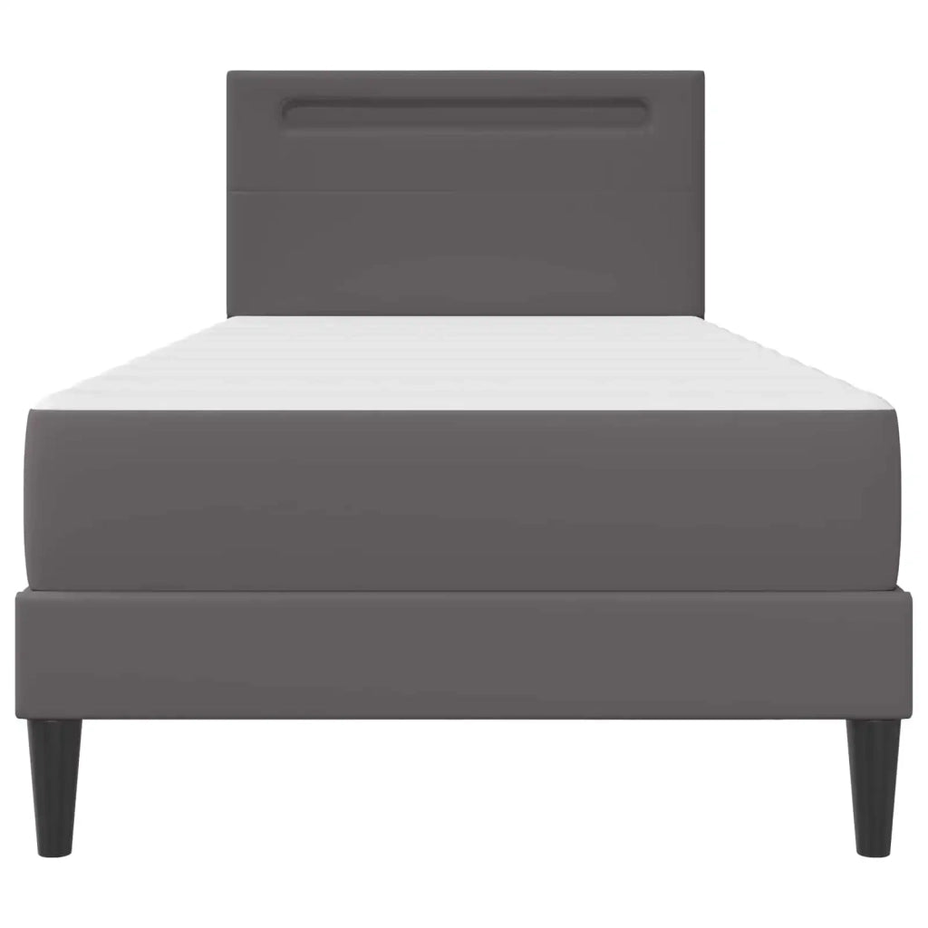 Letto singolo | Letto per adulti | Struttura del letto con testiera Grigio 90 x 200 cm Similpelle