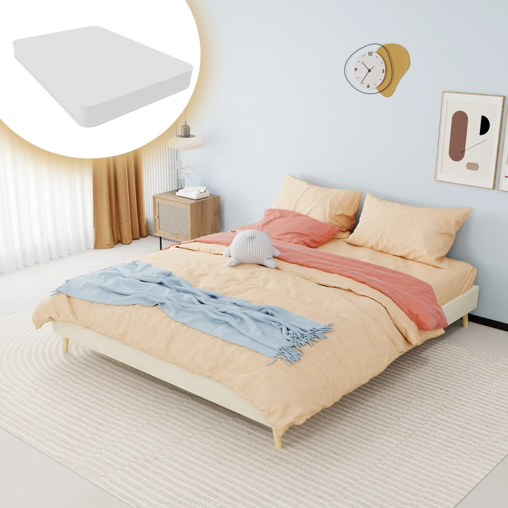 Letto matrimoniale 160x200 cm in tessuto e metallo beige, stile moderno