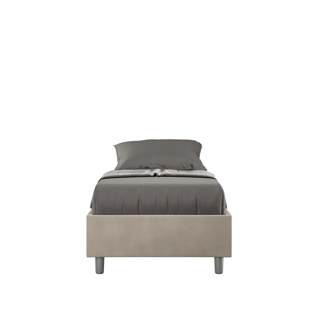 Letto 1 Piazza e Mezzo Sommier 110x200 cm con Rete e Contenitore Azelia Sabbia