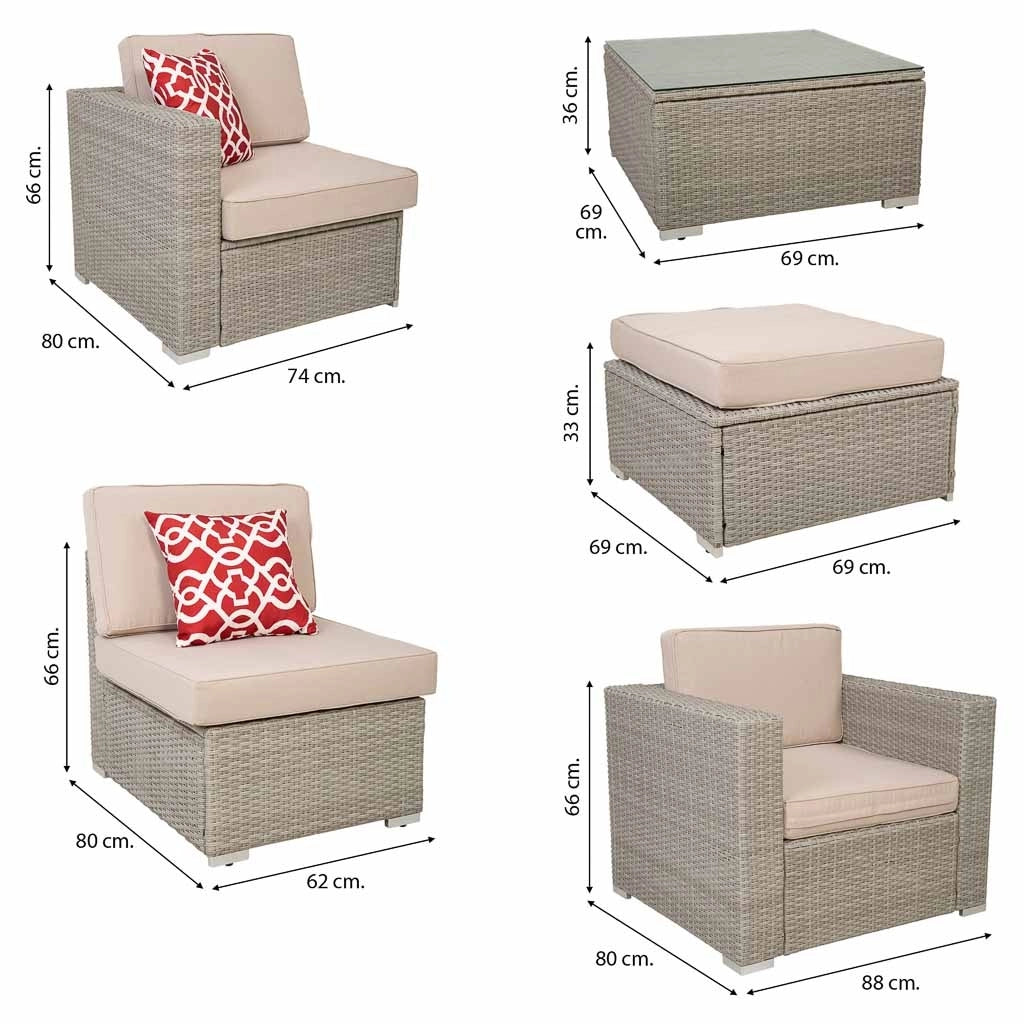 Set tavolo, divano, poltrona e poggiapiedi
