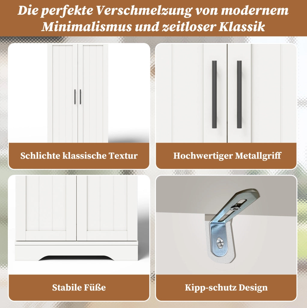 Mobile contenitore alto in MDF bianco con luce LED a sensore