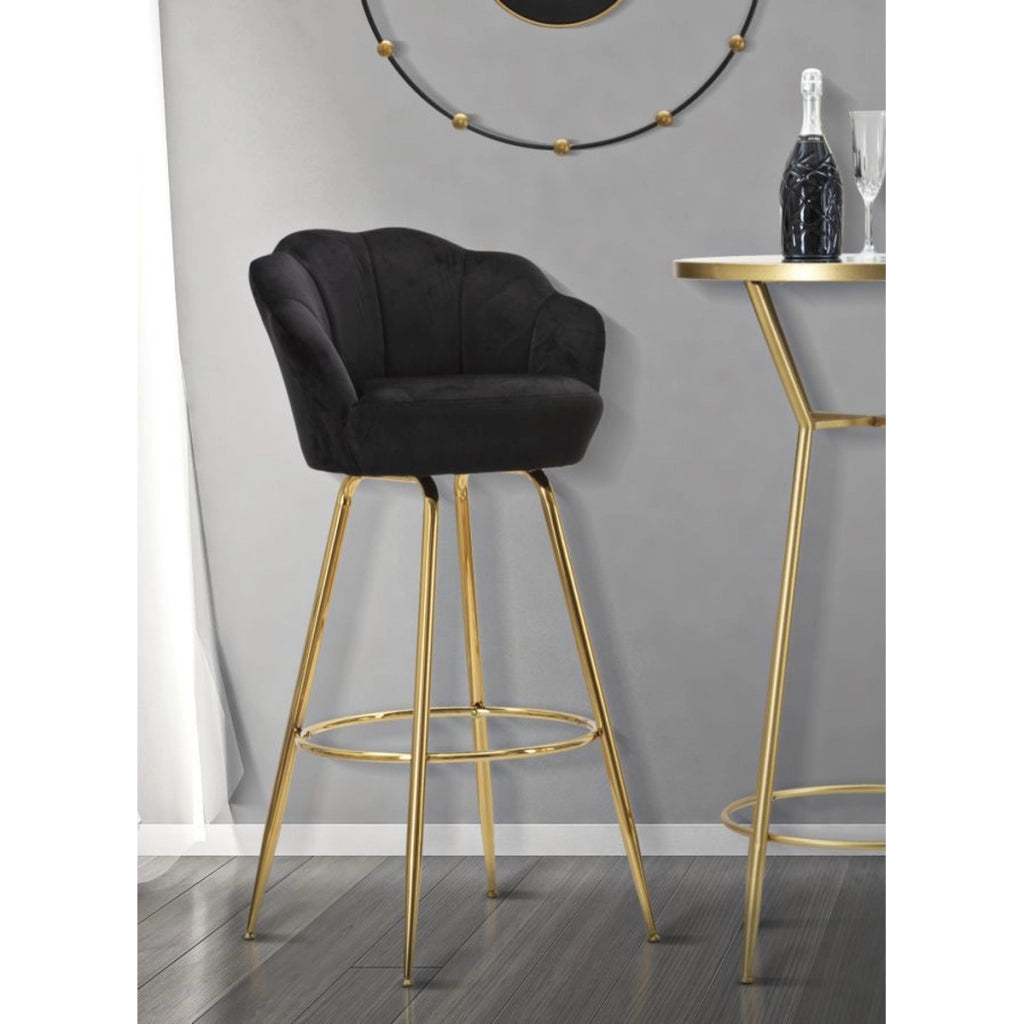Sgabello Alto VKH452, Nero, Metallo, 55x53x110 cm