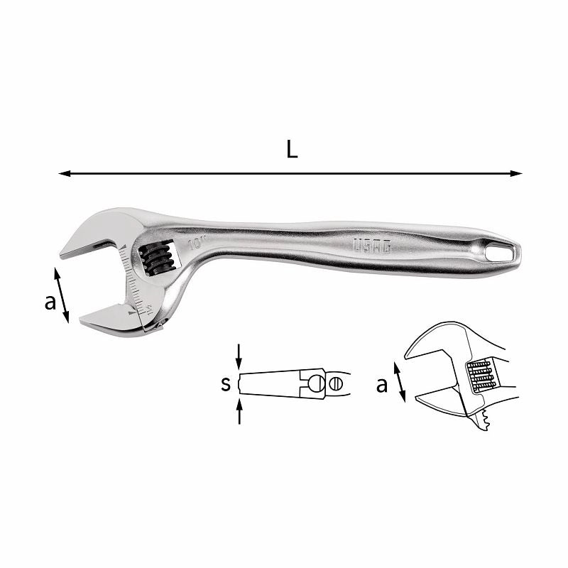 Chiave regolabile a rullo con regolazione rapida Usag 294 AD 150-6" U02940012